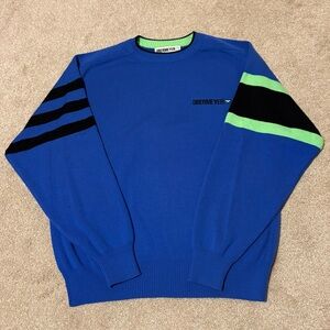 VTG Obermeyer Mens Wool Sweater Crewneck Blue Green Stripe Ski 90s, Sz M